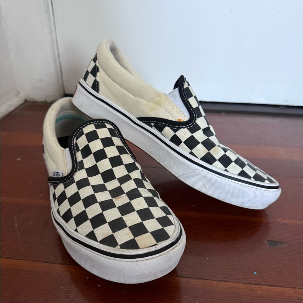 Vans Comfy Cush Black and White Checkerboard Slip-Ons